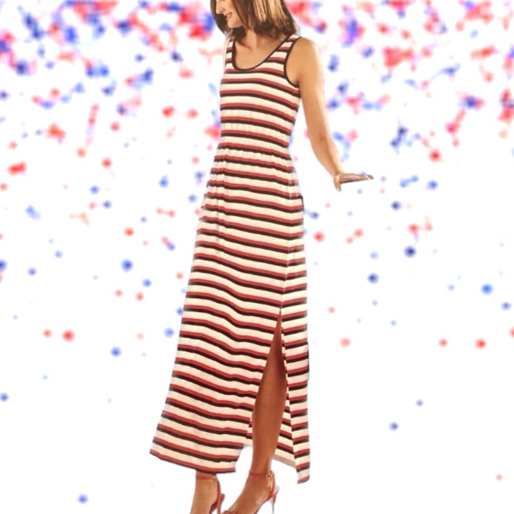 Knit Maxi Tank Dress Red, White & Blue Striped -M NWT - Picture 5 of 5